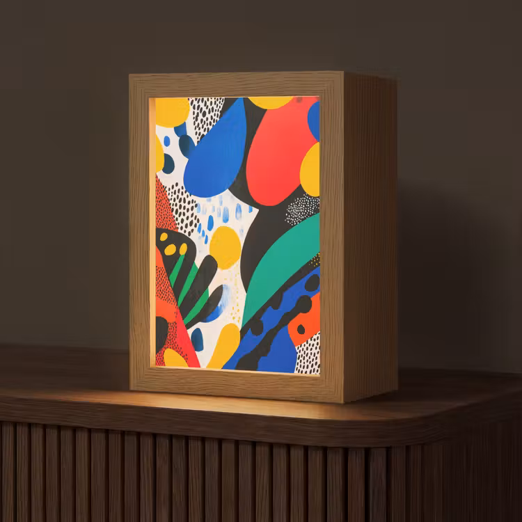 Abstract - Planten - Vormen - Kleurrijk Light Box met kabel (Tafellamp) klein -z3d_website