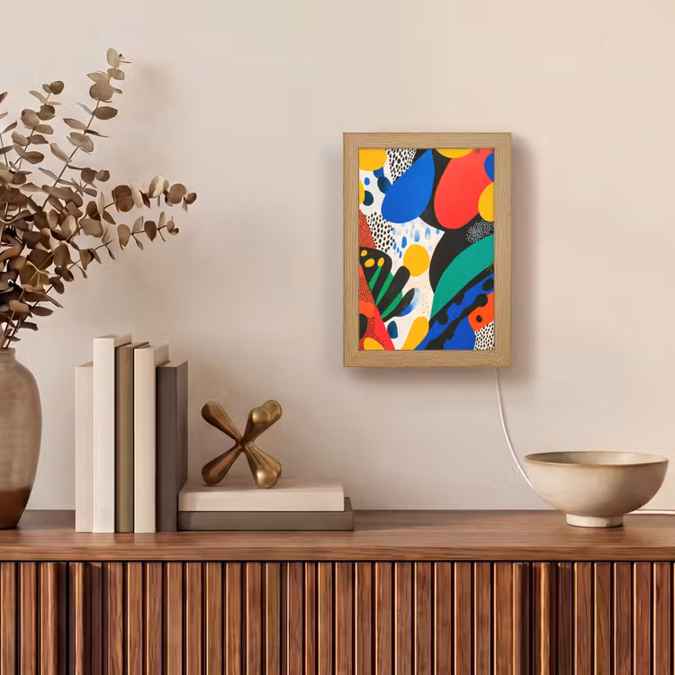 Abstract - Planten - Vormen - Kleurrijk Light Box met kabel (Tafellamp) klein -sfeer2