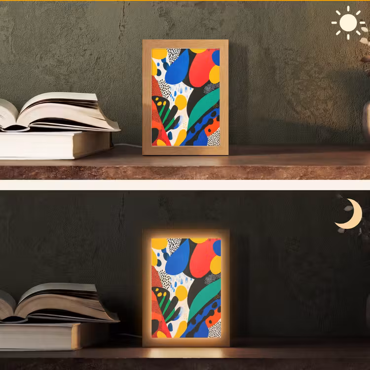 Abstract - Planten - Vormen - Kleurrijk Light Box met kabel (Tafellamp) klein -sfeer3