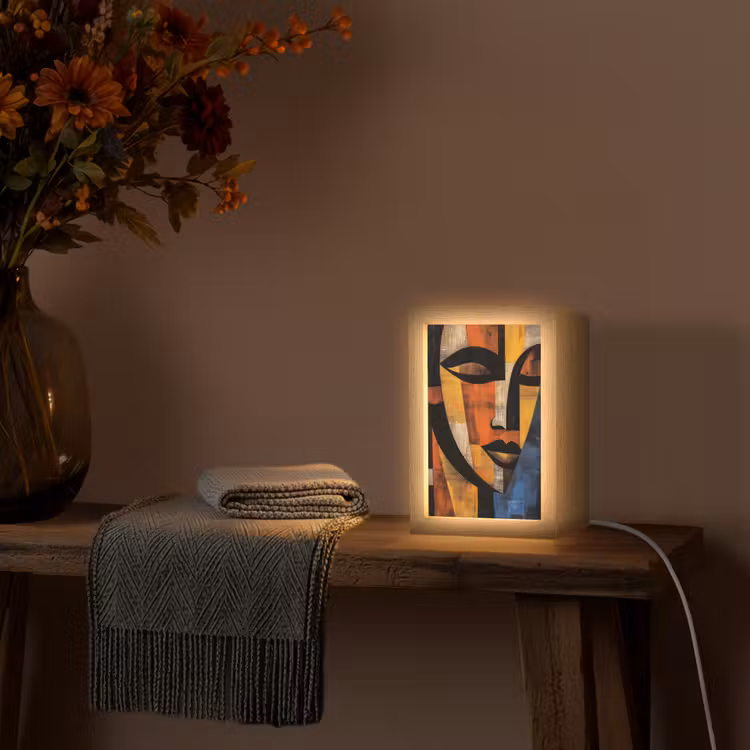 Abstract - Portret - Kleurvakken Light Box met kabel (Tafellamp) klein -sfeer4
