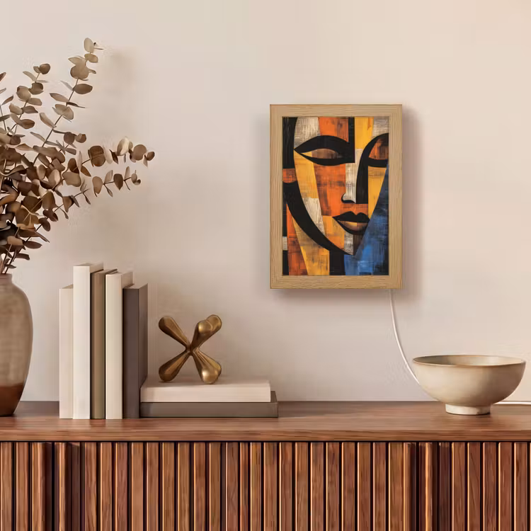 Abstract - Portret - Kleurvakken Light Box met kabel (Tafellamp) klein -sfeer2
