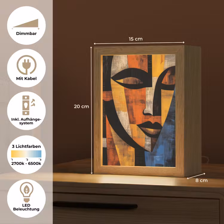 Abstract - Portret - Kleurvakken Light Box met kabel (Tafellamp) klein -USP_DE
