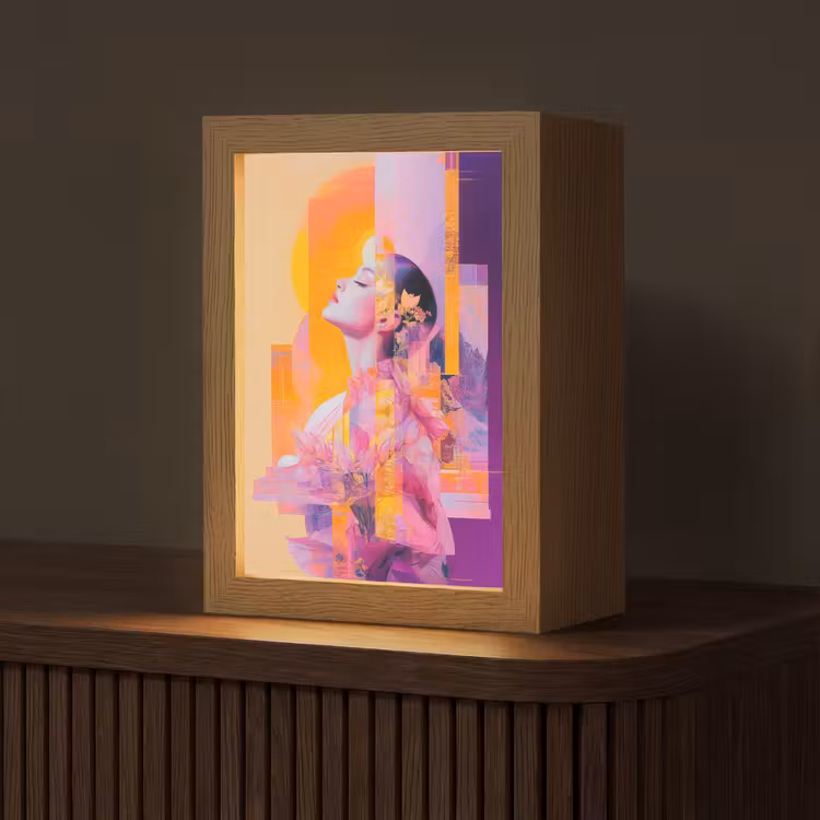 Abstract - Portret - Vrouw - Kleurrijk Light Box met kabel (Tafellamp) klein -z3d_website