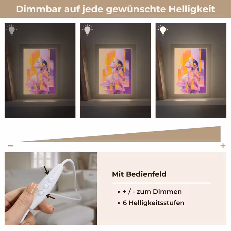 Abstract - Portret - Vrouw - Kleurrijk Light Box met kabel (Tafellamp) klein -USP_dimbaarDE