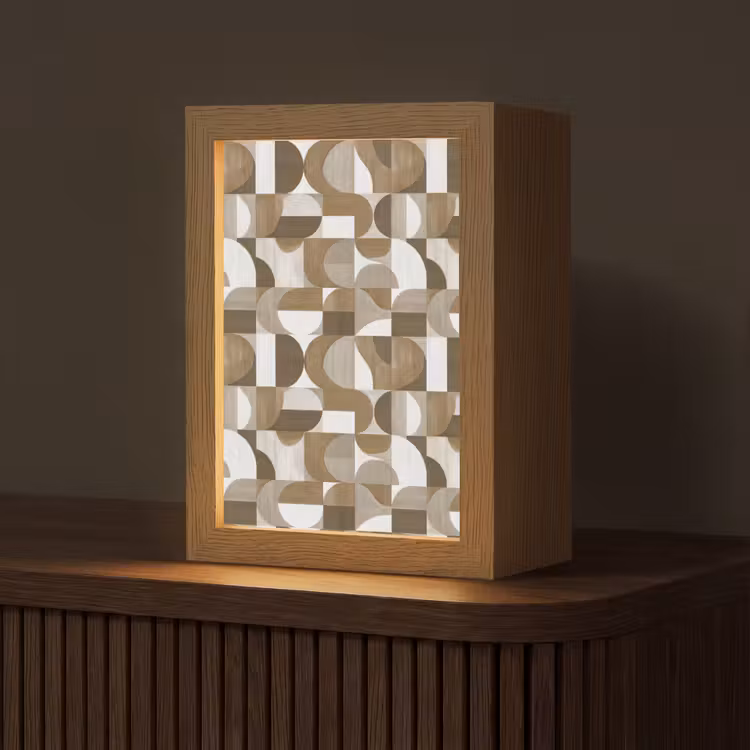 Abstract - Retro - Bruin Light Box met kabel (Tafellamp) klein 925 -z3d_website
