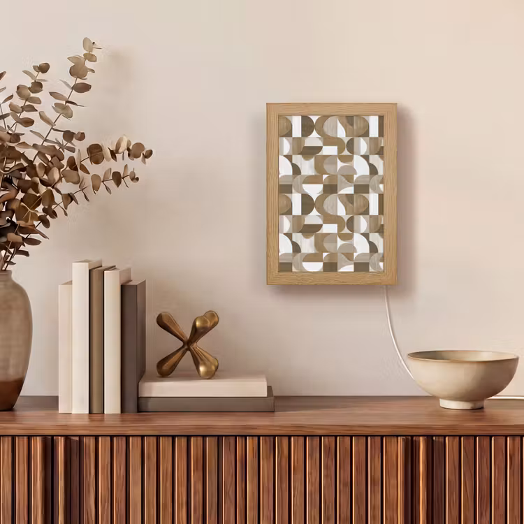 Abstract - Retro - Bruin Light Box met kabel (Tafellamp) klein 925 -sfeer2
