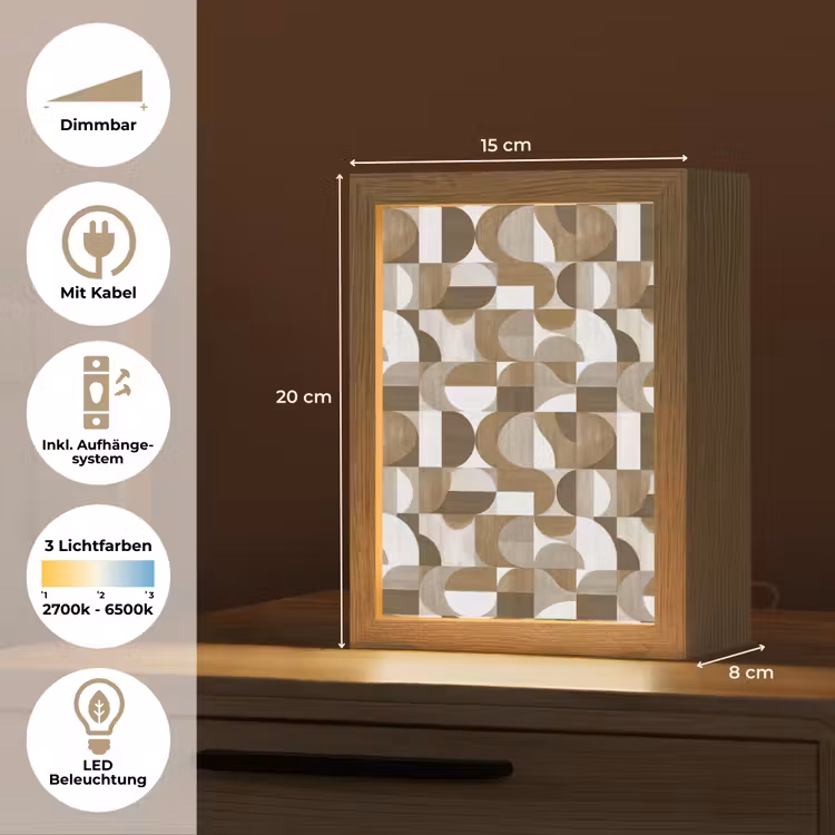 Abstract - Retro - Bruin Light Box met kabel (Tafellamp) klein 925 -USP_DE