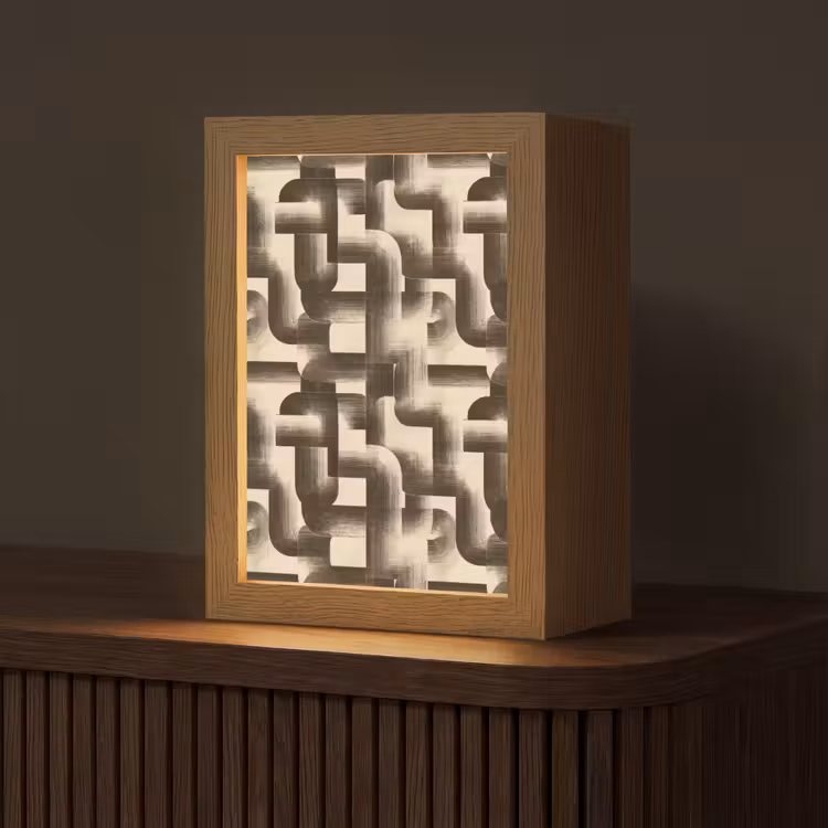 Abstract - Retro - Zwart Light Box met kabel (Tafellamp) klein 925 -z3d_website