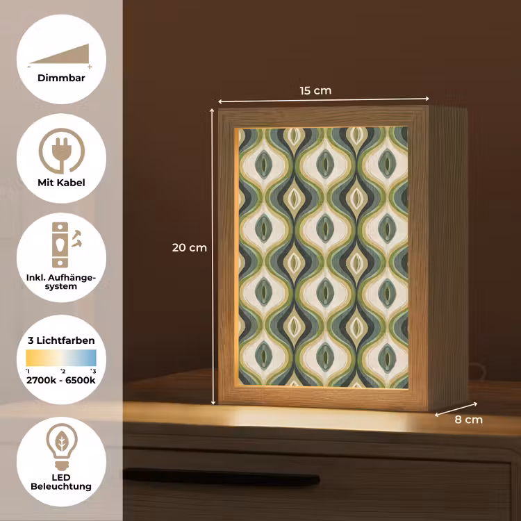 Abstract - Ritmisch - Groen Light Box met kabel (Tafellamp) klein 925 -USP_DE