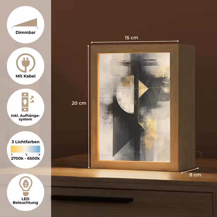 Abstract - Zwart - Verf - Modern Light Box met kabel (Tafellamp) klein -USP_DE