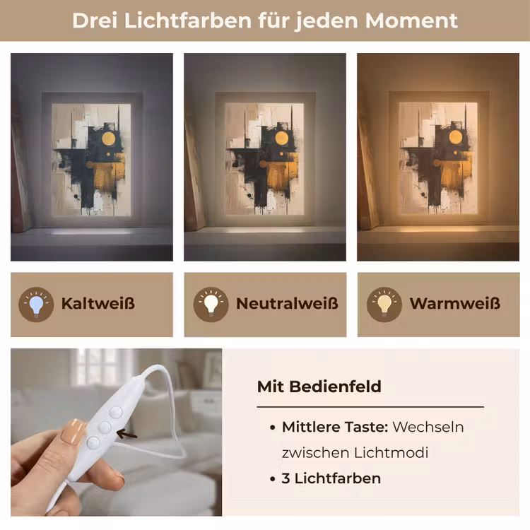 Abstract - Zwart - Goud - Modern Light Box met kabel (Tafellamp) klein -USP_lichtkleurDE
