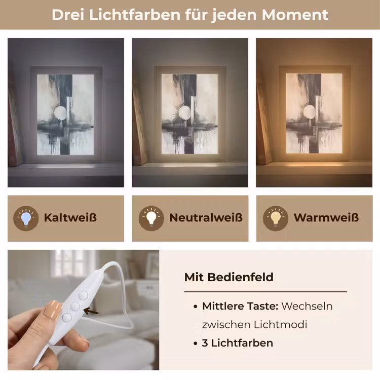 Abstract - Zwart wit - Verf - Modern Light Box met kabel (Tafellamp) klein -USP_lichtkleurDE