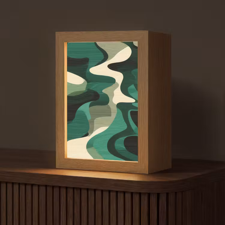 Abstract - Camouflage - Groen Light Box met kabel (Tafellamp) klein -z3d_website