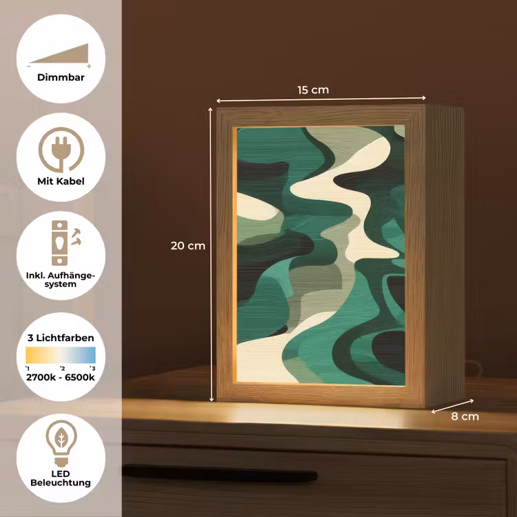 Abstract - Camouflage - Groen Light Box met kabel (Tafellamp) klein -USP_DE