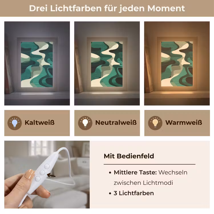 Abstract - Camouflage - Groen Light Box met kabel (Tafellamp) klein -USP_lichtkleurDE