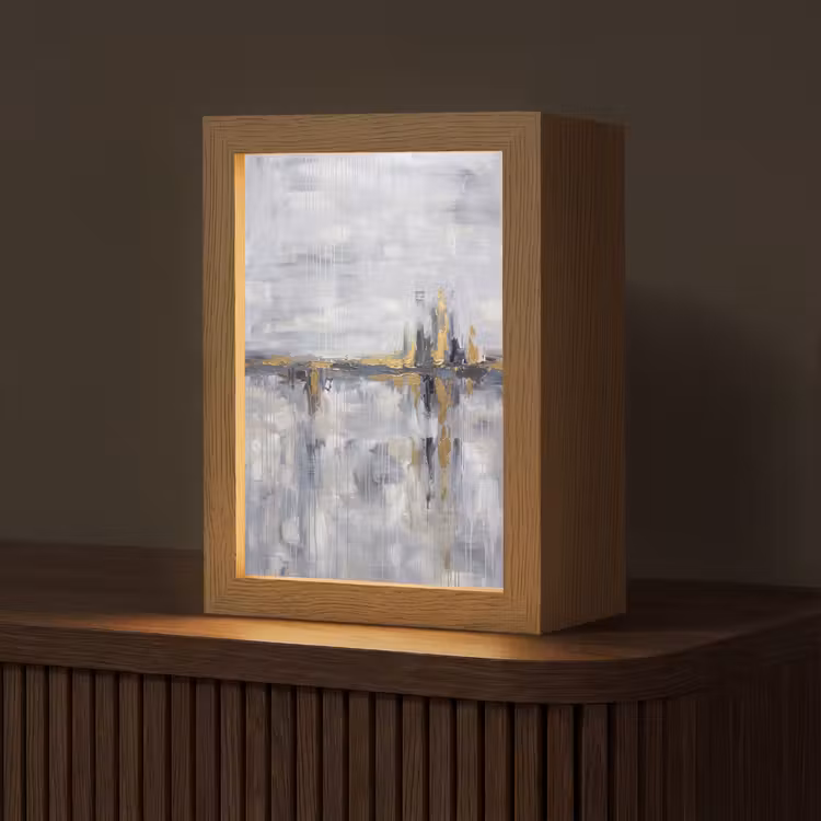 Abstract - Structuur - Goud - Grijs - Modern Light Box met kabel (Tafellamp) klein -z3d_website
