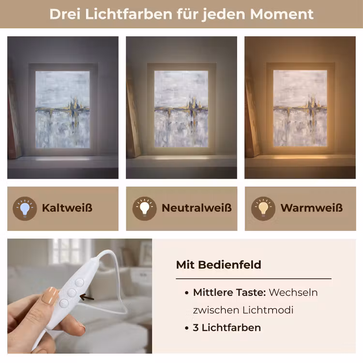 Abstract - Structuur - Goud - Grijs - Modern Light Box met kabel (Tafellamp) klein -USP_lichtkleurDE