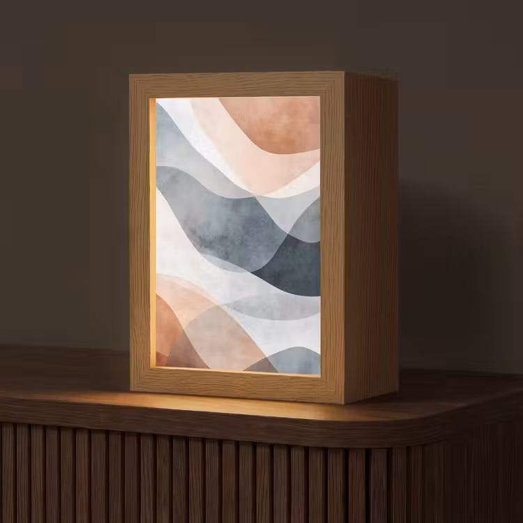 Abstract - Golven - Blauw Light Box met kabel (Tafellamp) klein -z3d_website