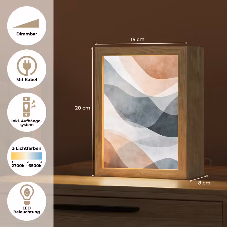 Abstract - Golven - Blauw Light Box met kabel (Tafellamp) klein -USP_DE