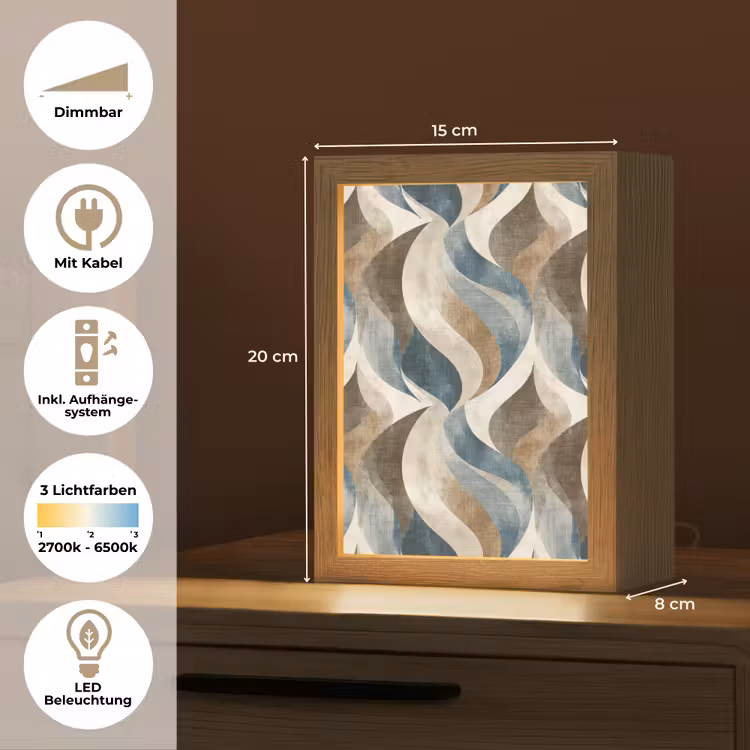 Abstract - Golven - Kleurrijk Light Box met kabel (Tafellamp) klein 925 -USP_DE