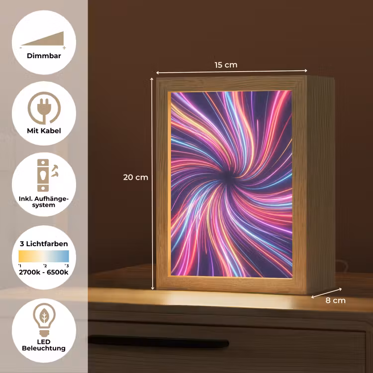 Abstract - Swirl - Futuristic - Neon Light Box met kabel (Tafellamp) klein -USP_DE