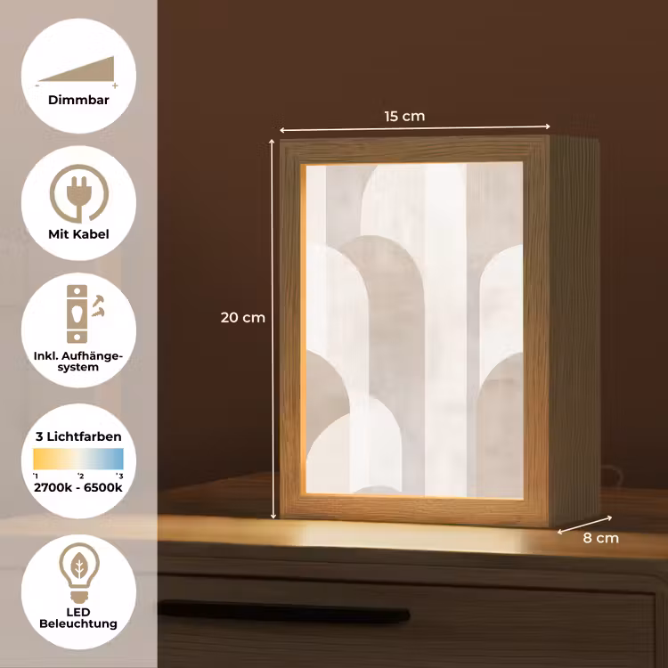 Abstracte bogen - Modern - Beige Light Box met kabel (Tafellamp) klein -USP_DE