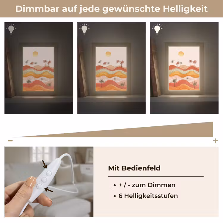 Abstract landschap - Palmbomen - Kleurrijk Light Box met kabel (Tafellamp) klein -USP_dimbaarDE
