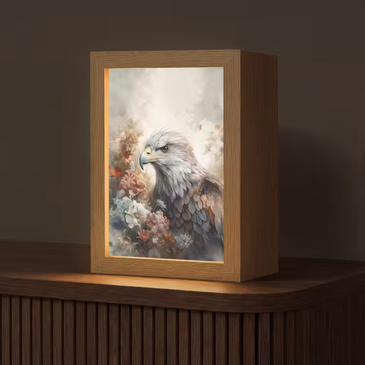 Arend - Adelaar - Vogel - Bloemen - Natuur Light Box met kabel (Tafellamp) klein -z3d_website