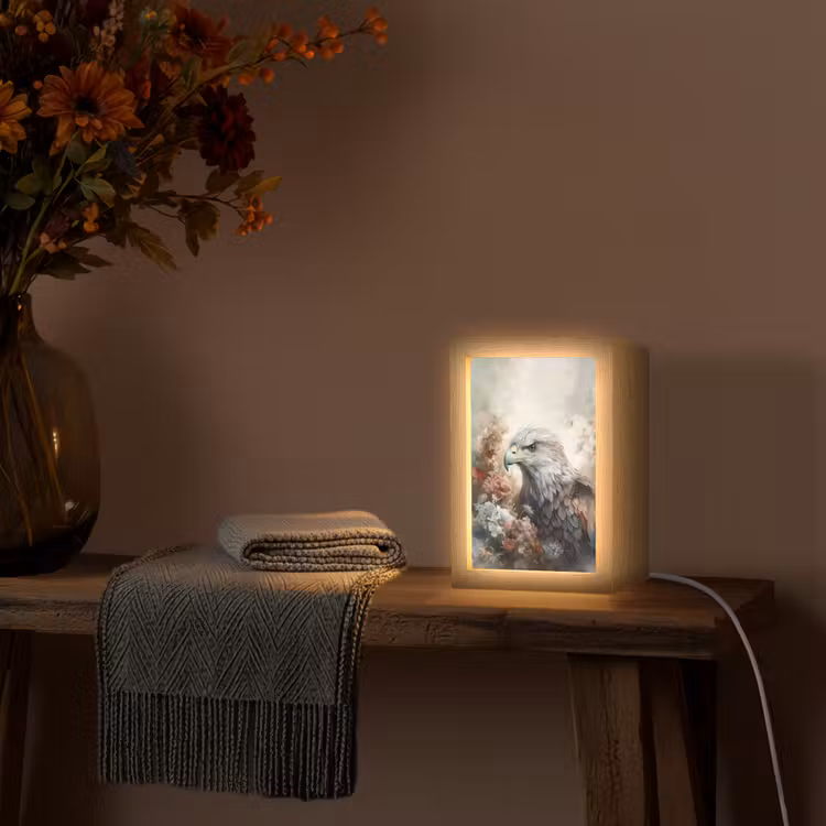 Arend - Adelaar - Vogel - Bloemen - Natuur Light Box met kabel (Tafellamp) klein -sfeer4