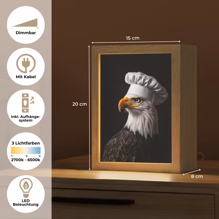 Arend -Amerika - Koksmuts - Vogel - Stoer Light Box met kabel (Tafellamp) klein -USP_DE