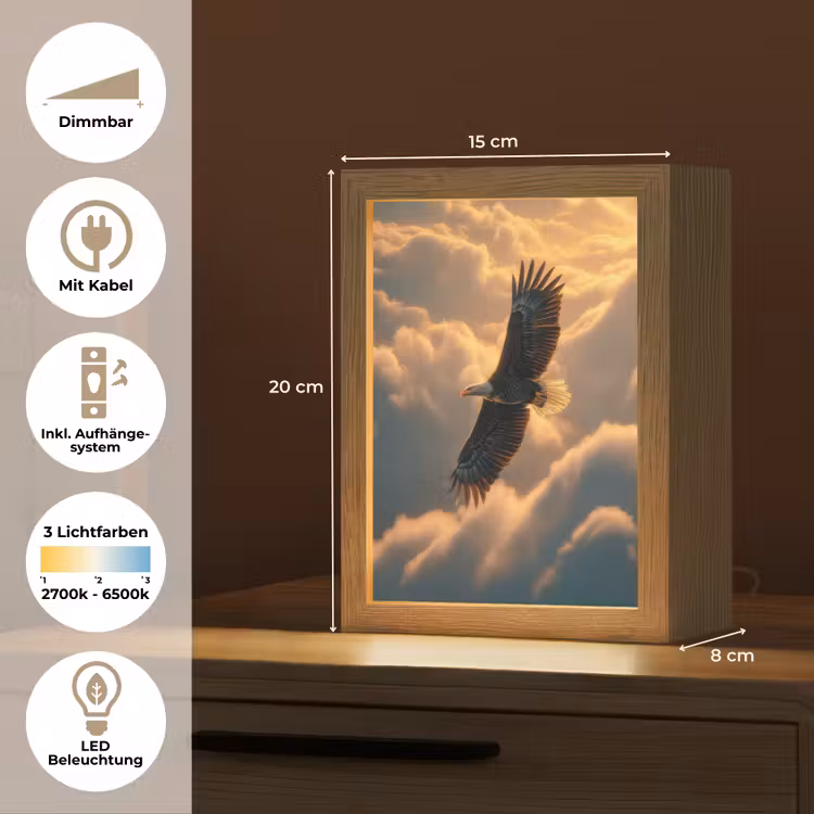 Adelaar - Wolken - Zon Light Box met kabel (Tafellamp) klein -USP_DE