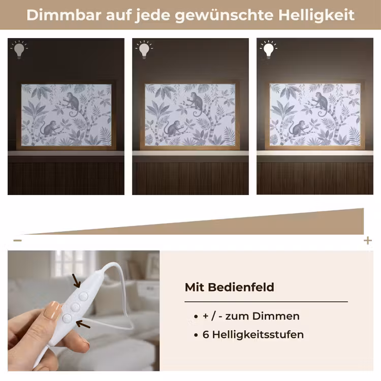 Aap - Boom - Bladeren - Jungle - Illustratie Light Box met kabel (Tafellamp) klein -USP_dimbaarDE