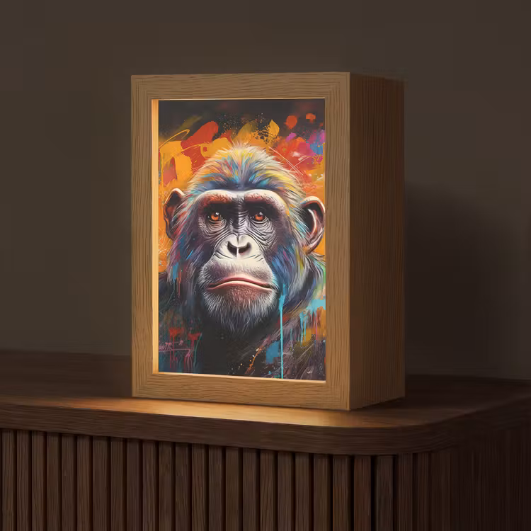 Aap - Gorilla - Graffiti - Dieren - Kleuren Light Box met kabel (Tafellamp) klein -z3d_website