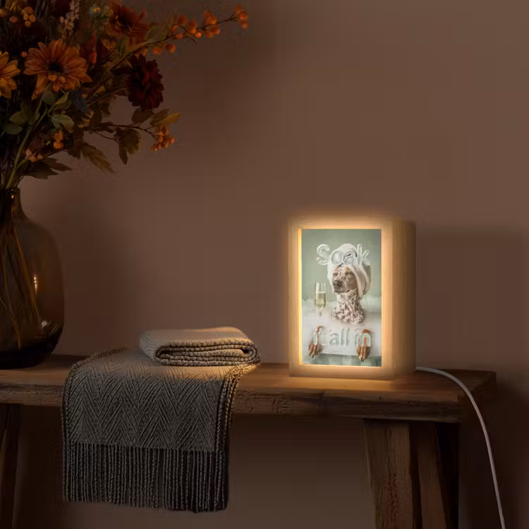 Soak it all in - Hond - Bad Light Box met kabel (Tafellamp) klein -sfeer4
