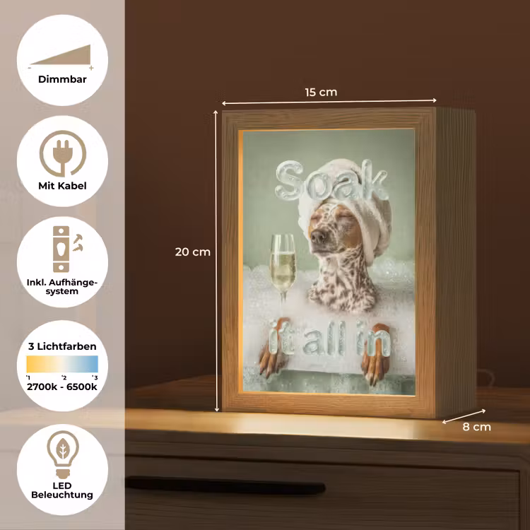 Soak it all in - Hond - Bad Light Box met kabel (Tafellamp) klein -USP_DE