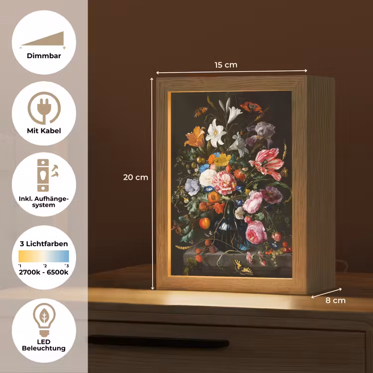 Oude meesters - Kunst - Vaas met bloemen - Jan Davidsz de Heem Light Box met kabel (Tafellamp) klein -USP_DE