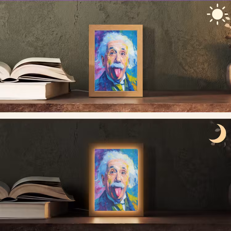 Oude man - Expressief - Kleurrijk Light Box met kabel (Tafellamp) klein -sfeer3