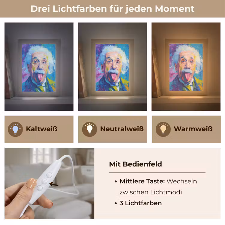 Oude man - Expressief - Kleurrijk Light Box met kabel (Tafellamp) klein -USP_lichtkleurDE