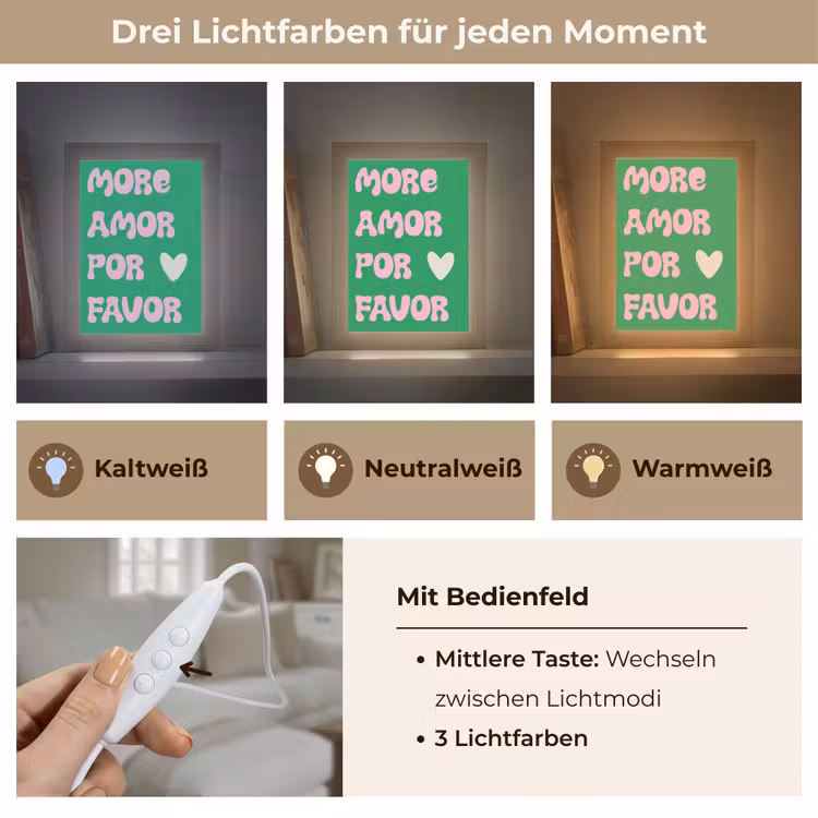 Amor - Valentijn - Groen - Tekst Light Box met kabel (Tafellamp) klein -USP_lichtkleurDE
