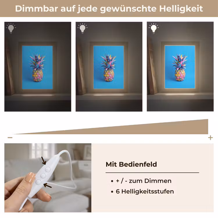 Ananas - Blauw - Tropisch - Vrolijk Light Box met kabel (Tafellamp) klein -USP_dimbaarDE