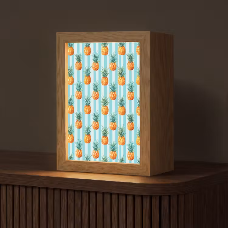 Ananas - Strepen - Groen Light Box met kabel (Tafellamp) klein 925 -z3d_website