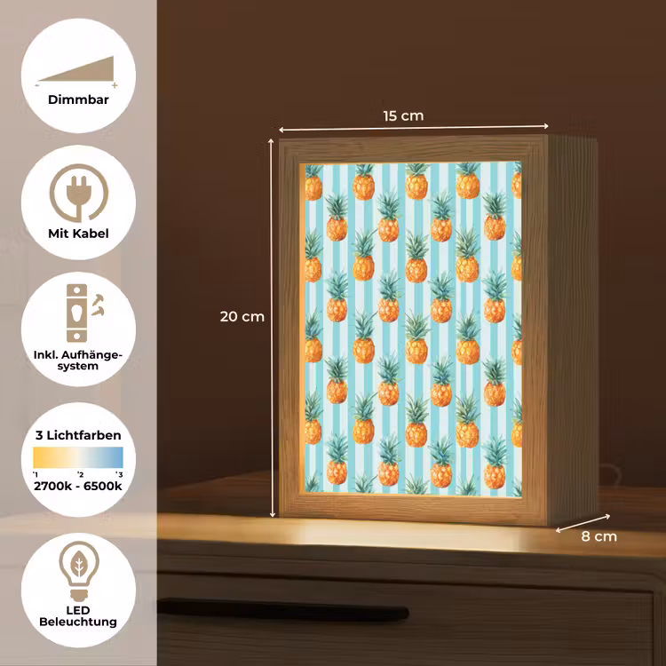 Ananas - Strepen - Groen Light Box met kabel (Tafellamp) klein 925 -USP_DE