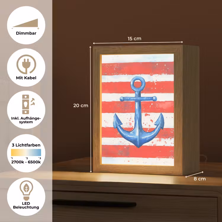 Anker - Verfspatten - Rood - Blauw Light Box met kabel (Tafellamp) klein -USP_DE