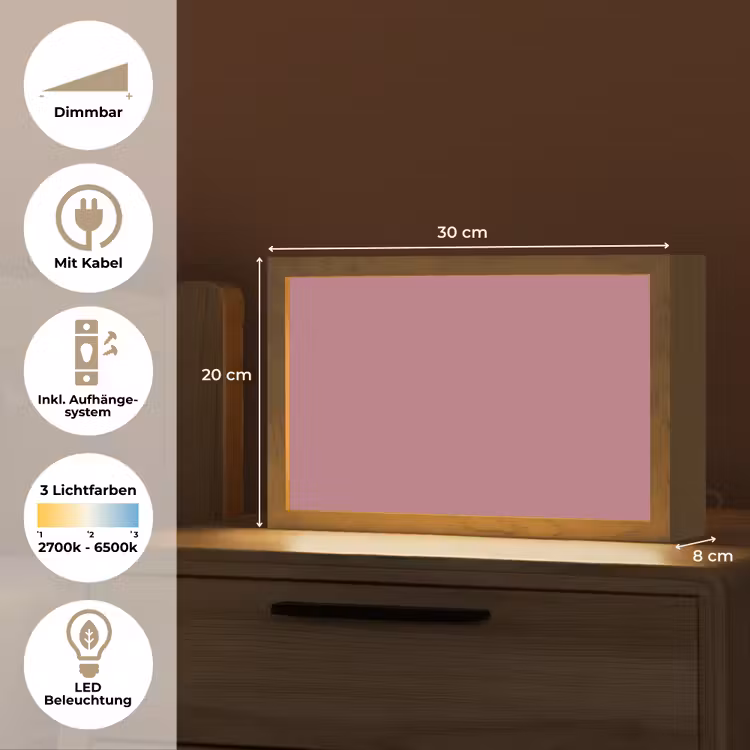 Antique - Mauve - Roze Light Box met kabel (Tafellamp) klein 924 -USP_DE