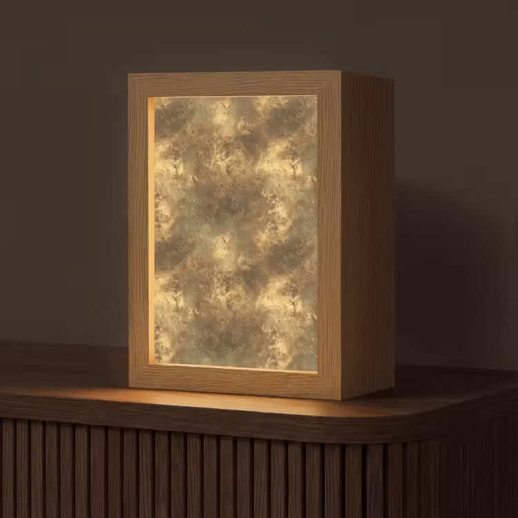 Antiek - Metaallook - Goud Light Box met kabel (Tafellamp) klein 925 -z3d_website