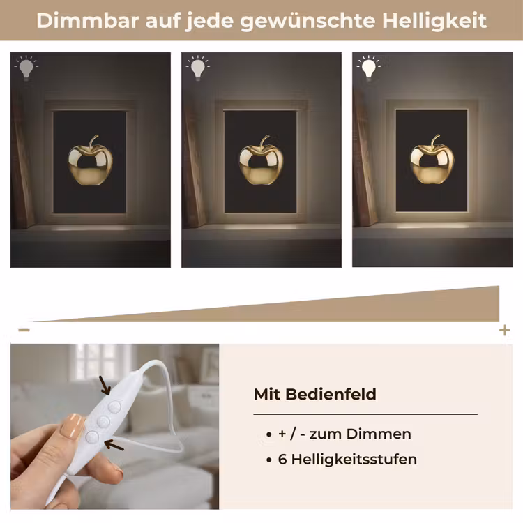 Appel - Goud - Chrome - Zwart Light Box met kabel (Tafellamp) klein -USP_dimbaarDE