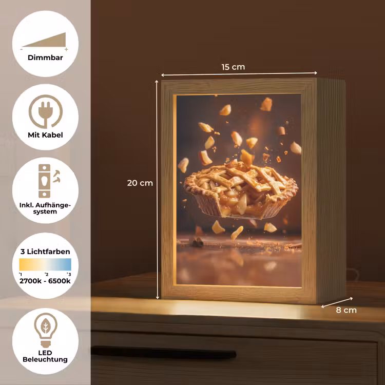 Appel - Taart - Warm - Eten Light Box met kabel (Tafellamp) klein -USP_DE