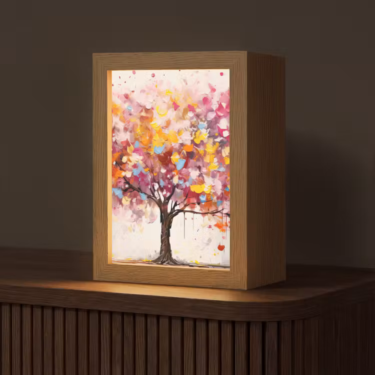 Aquarel - Boom - Kunst - Abstract Light Box met kabel (Tafellamp) klein -z3d_website