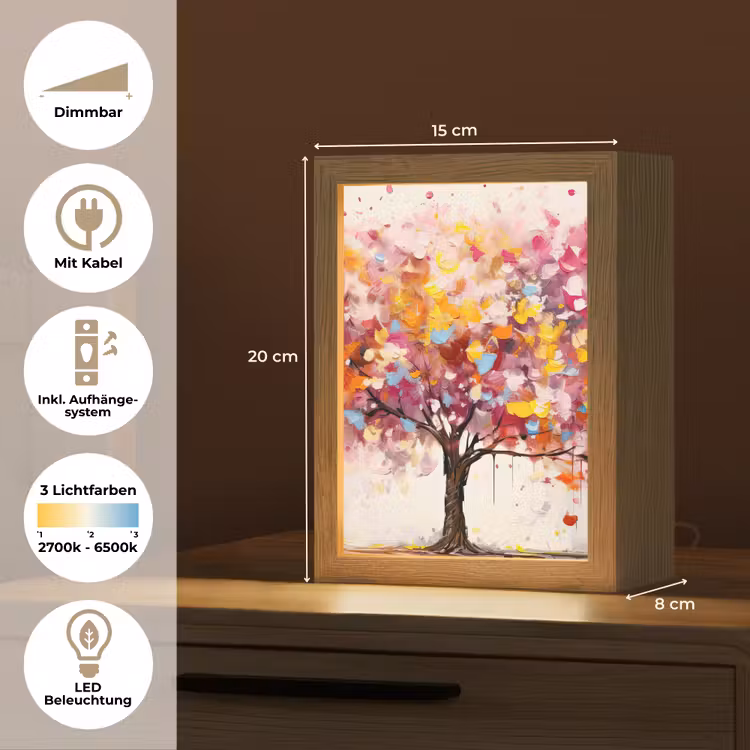 Aquarel - Boom - Kunst - Abstract Light Box met kabel (Tafellamp) klein -USP_DE
