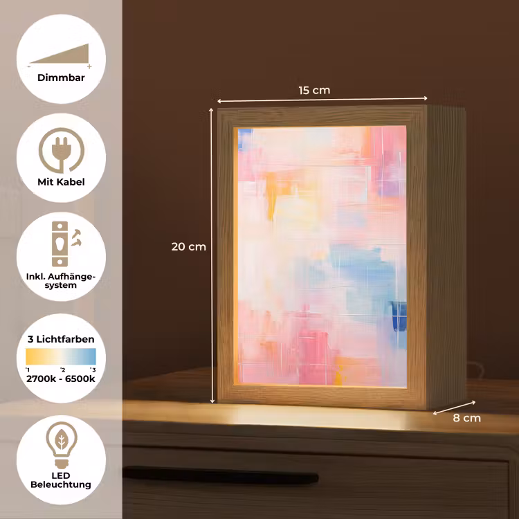 Aquarel - Pastel - Abstract - Kunst Light Box met kabel (Tafellamp) klein -USP_DE